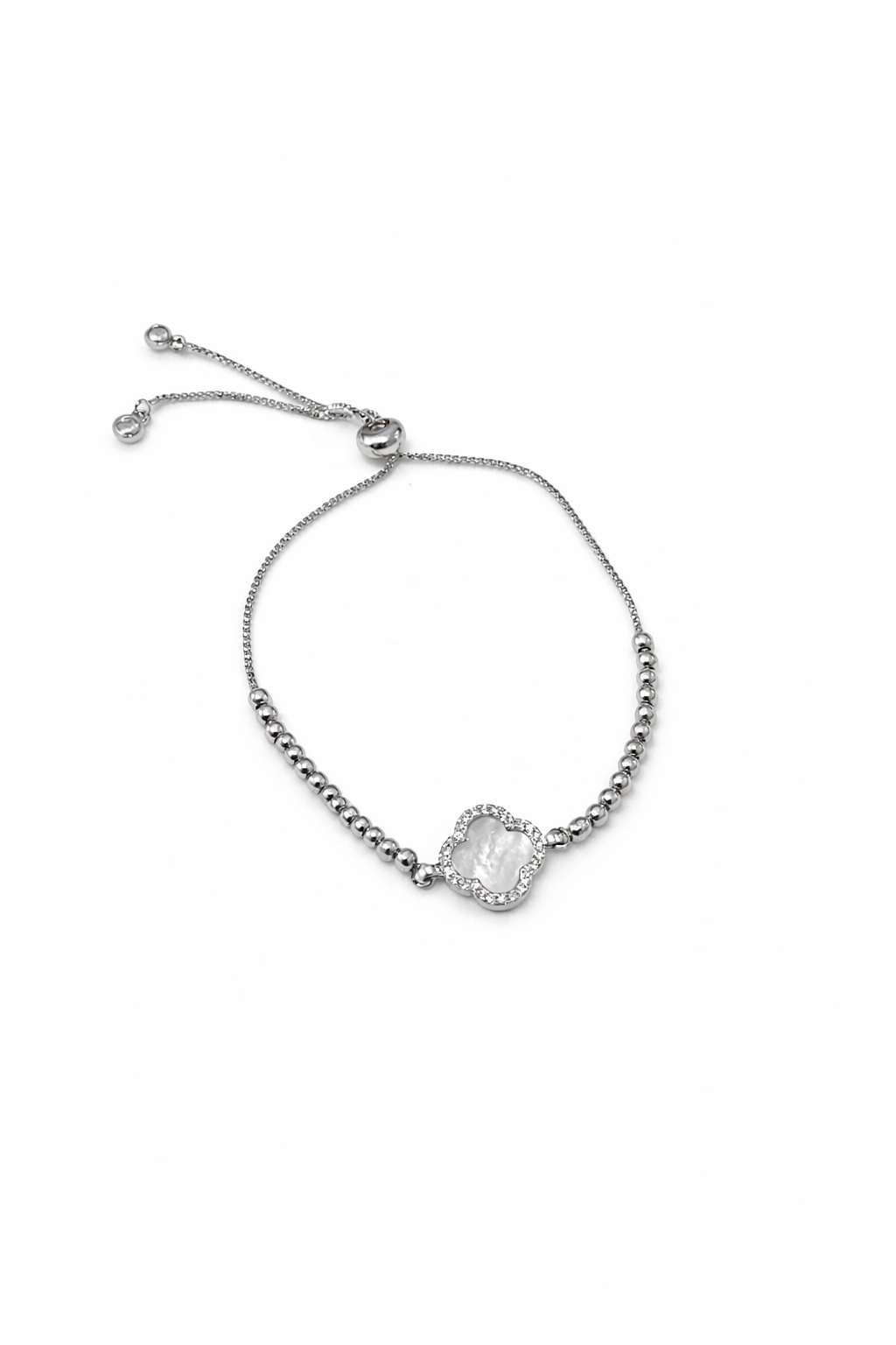 Silver Clover Slider Bracelet
