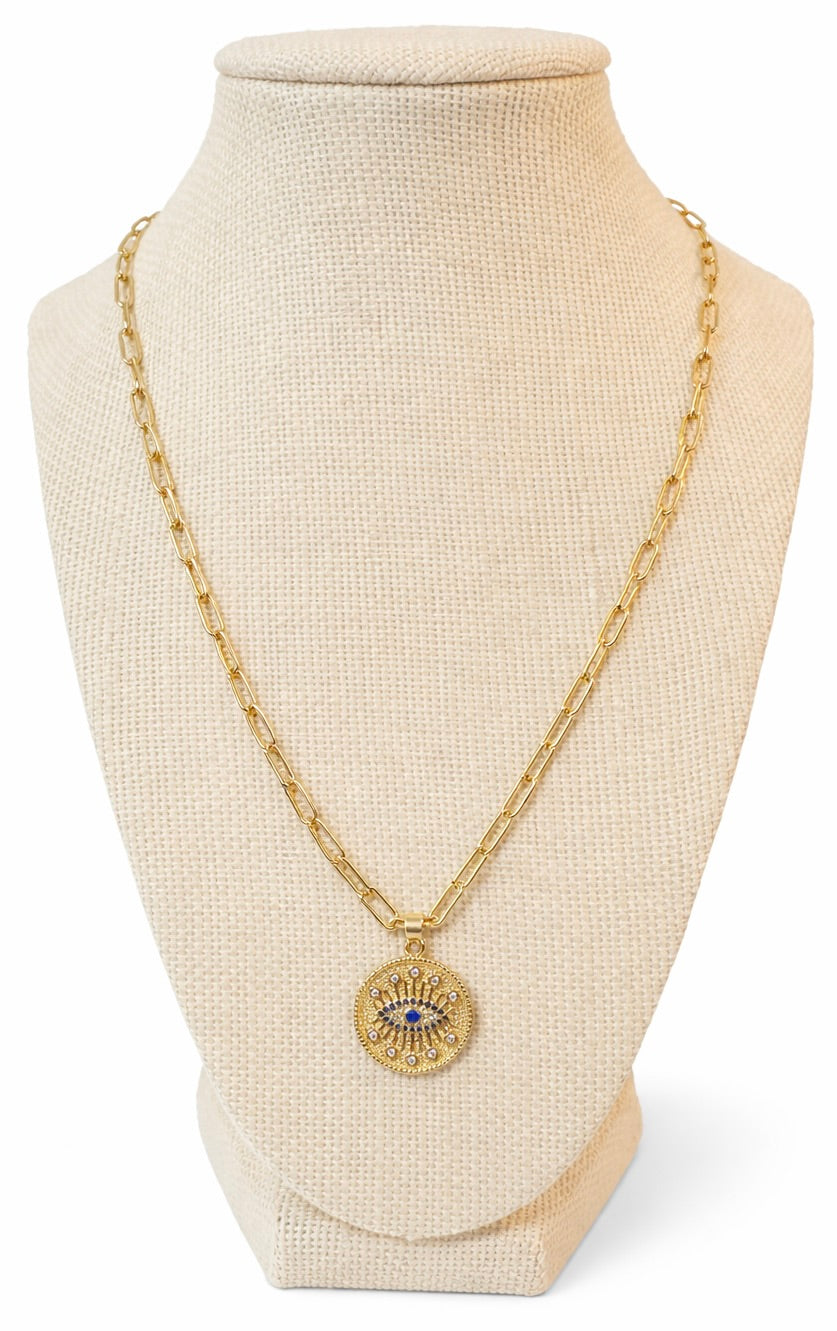 Gold Link Evil Eye Necklace
