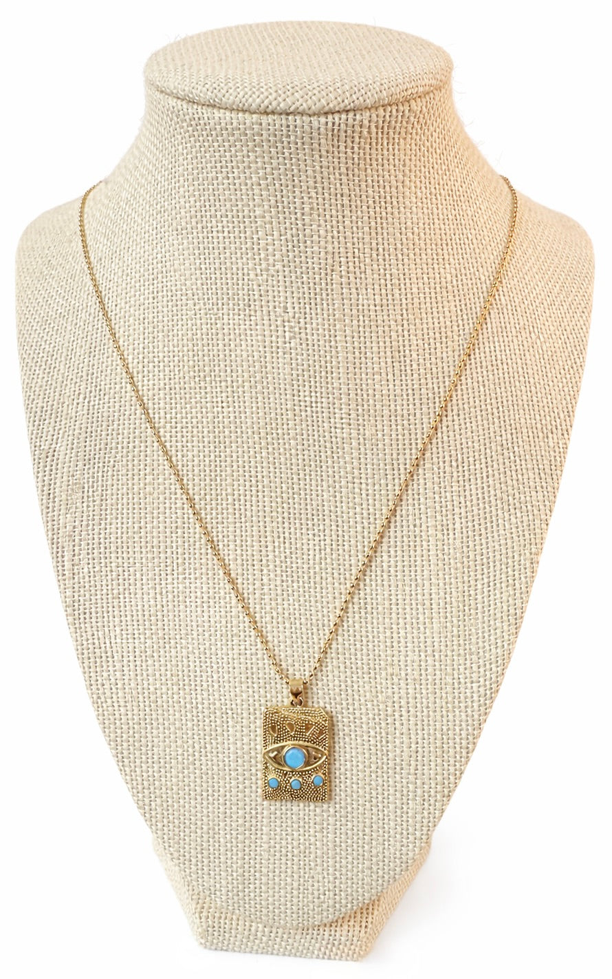 Turquoise Evil Eye Dog Tag