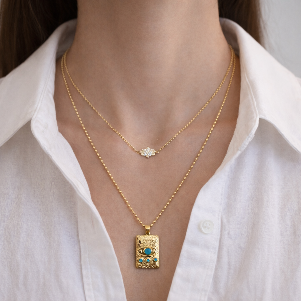 Turquoise Evil Eye Dog Tag