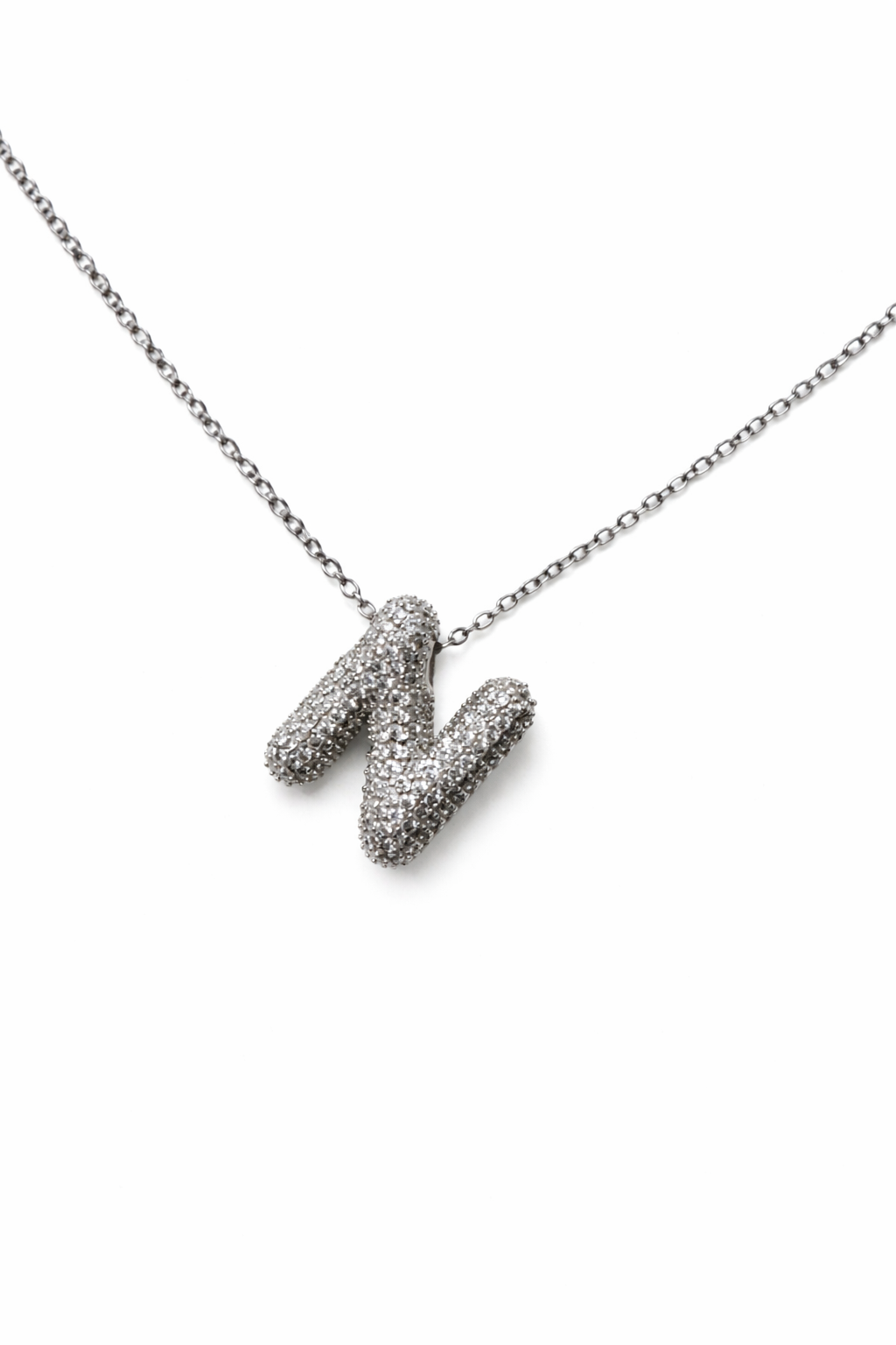 Silver Pave Letter Necklace